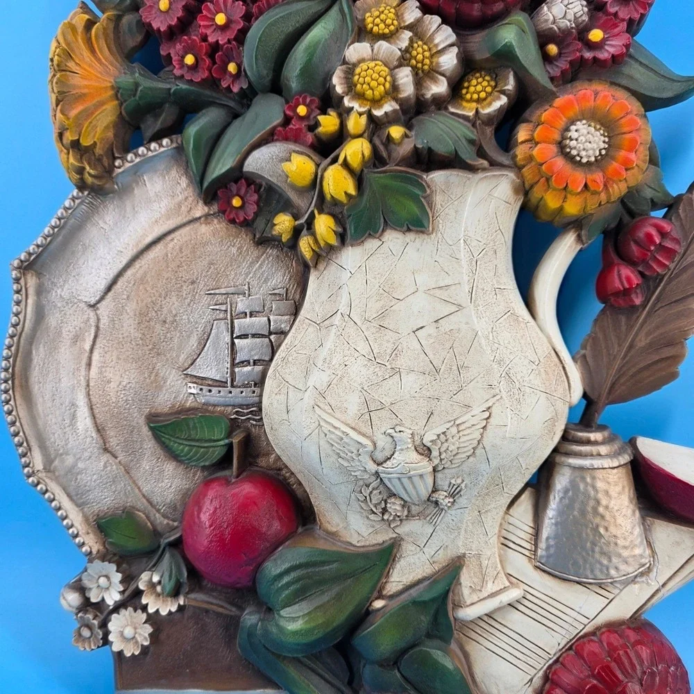 MCM SYROCO 7287 Wall Art Vase Flowers Ship Eagle 26